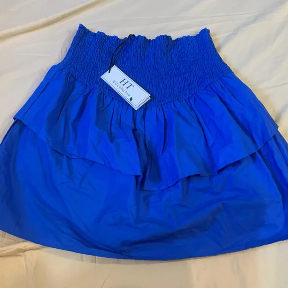 -NWT- HT 360 Collective Blue Layered Ruffle Mini Skirt