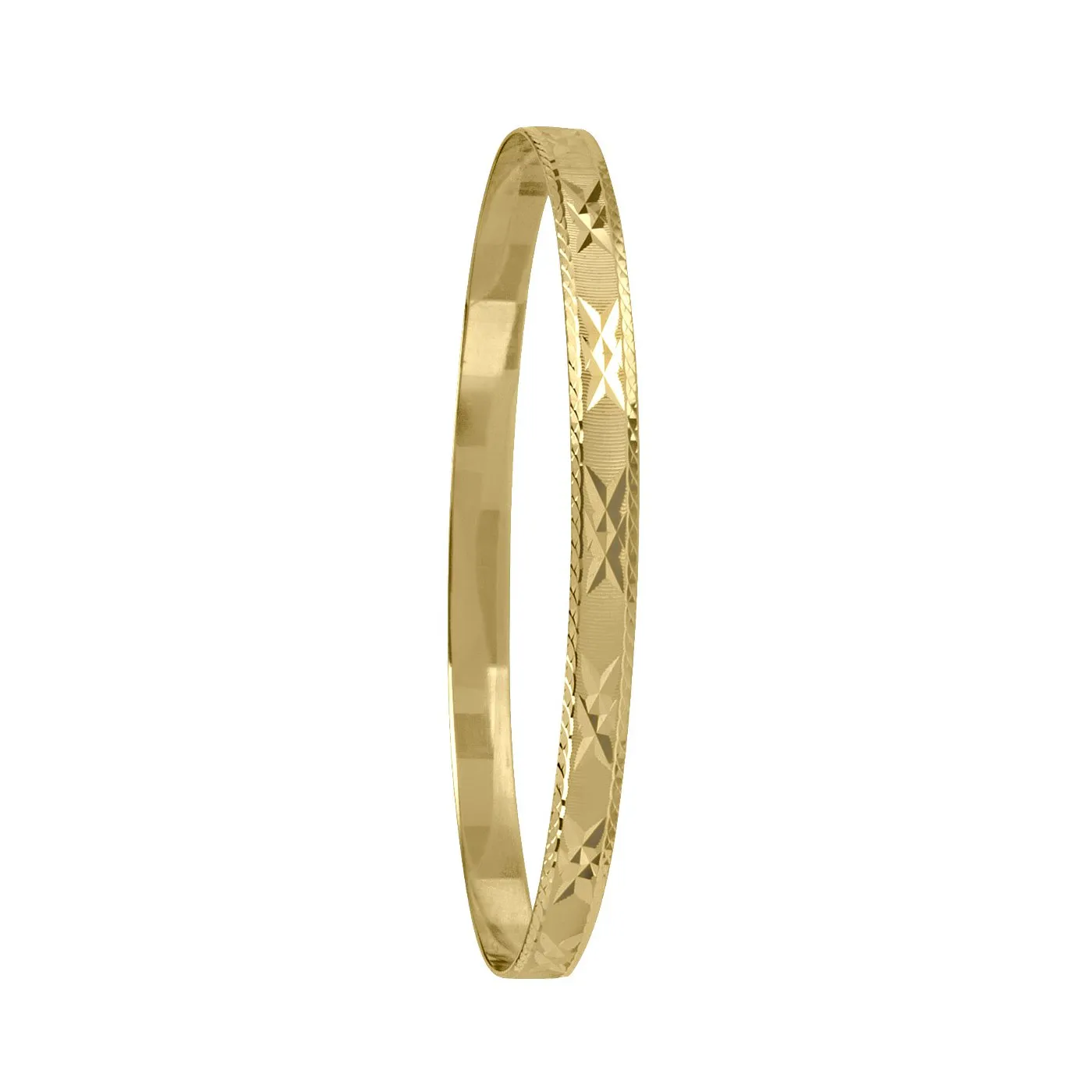10K Gold (5mm) Diamond Cut Slip On Bangle