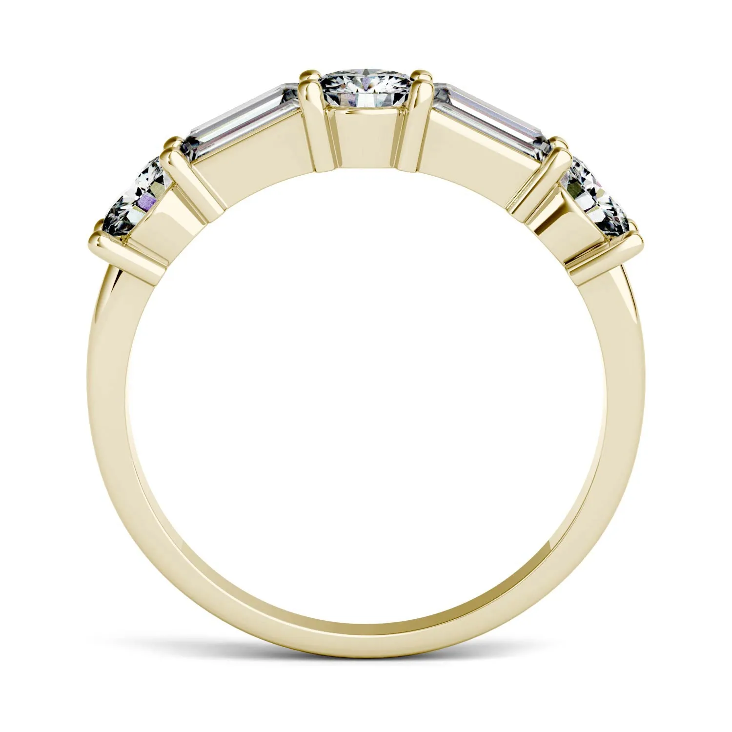 1.15 CTW DEW Straight Baguette Moissanite Stackable Ring in 14K Yellow Gold