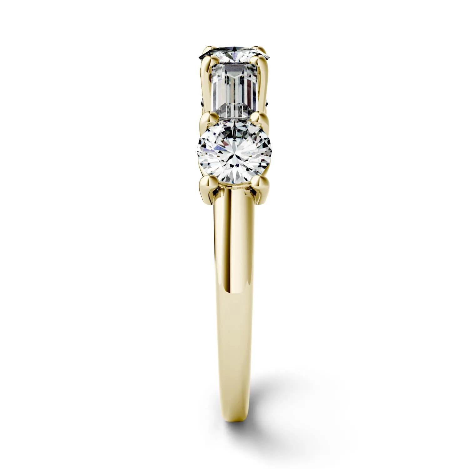 1.15 CTW DEW Straight Baguette Moissanite Stackable Ring in 14K Yellow Gold