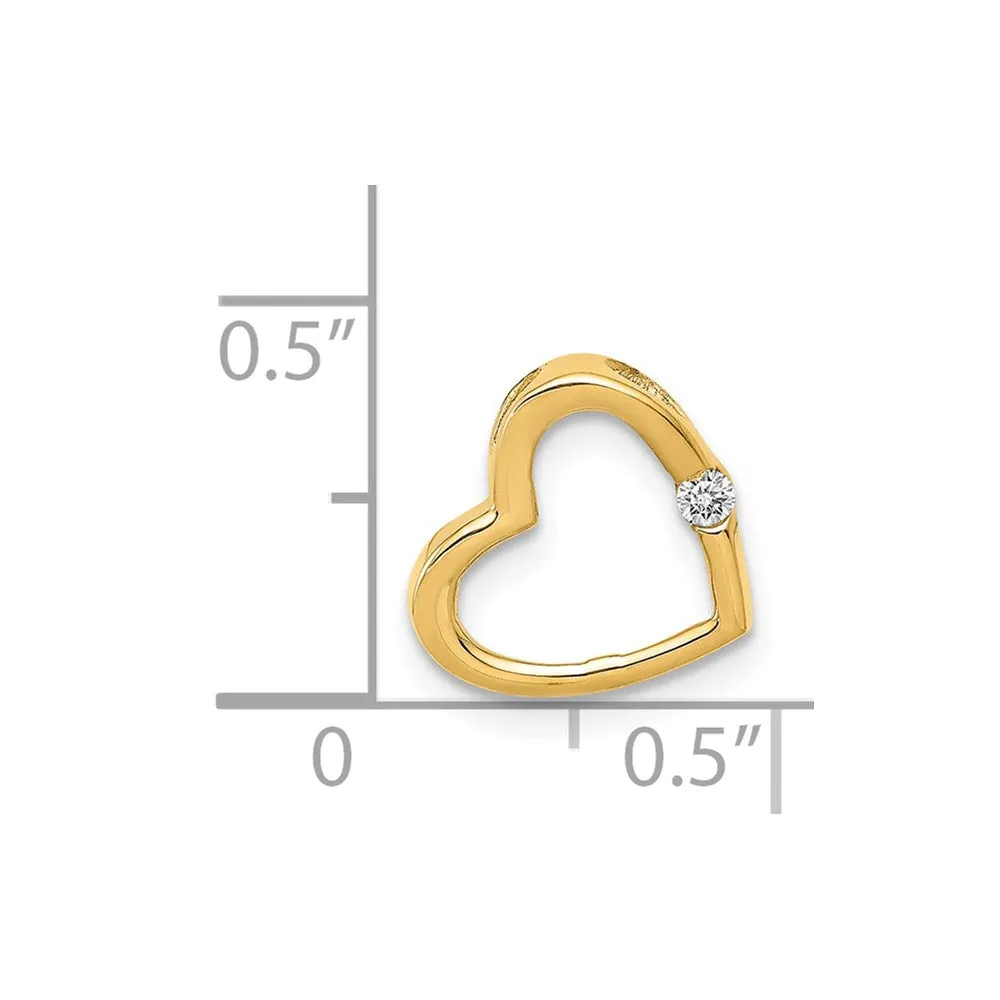 14k AA Diamond Heart Chain Slide