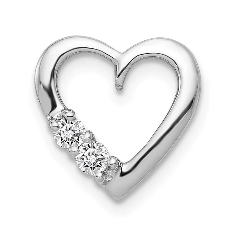 14k White Gold 1/10ct. Diamond Heart Chain Slide