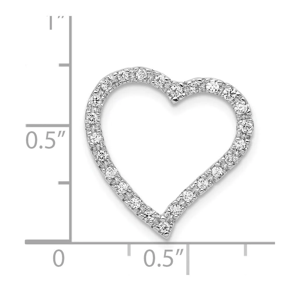 14k White Gold 1/5ct. Diamond Curved Heart Chain Slide