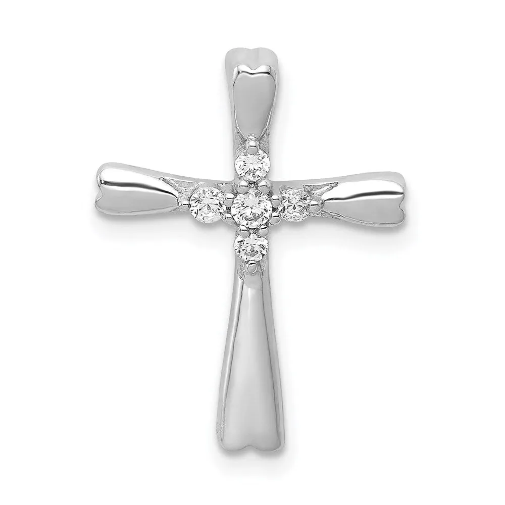 14k White Gold 1/6ct. 5-Stone Diamond Cross Chain Slide