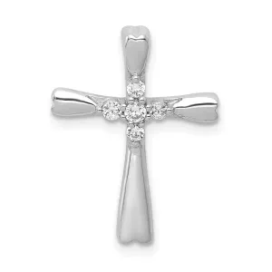 14k White Gold 1/6ct. 5-Stone Diamond Cross Chain Slide