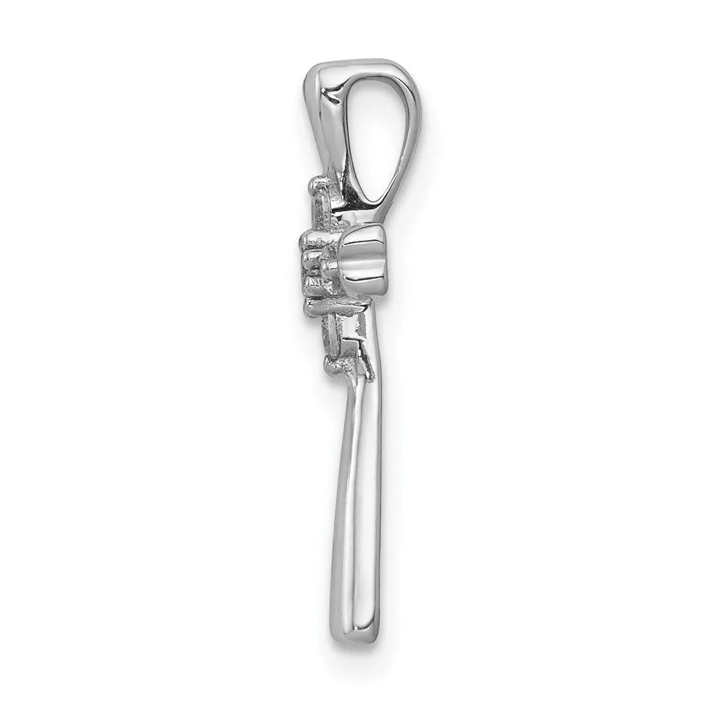 14k White Gold 1/6ct. 5-Stone Diamond Cross Chain Slide
