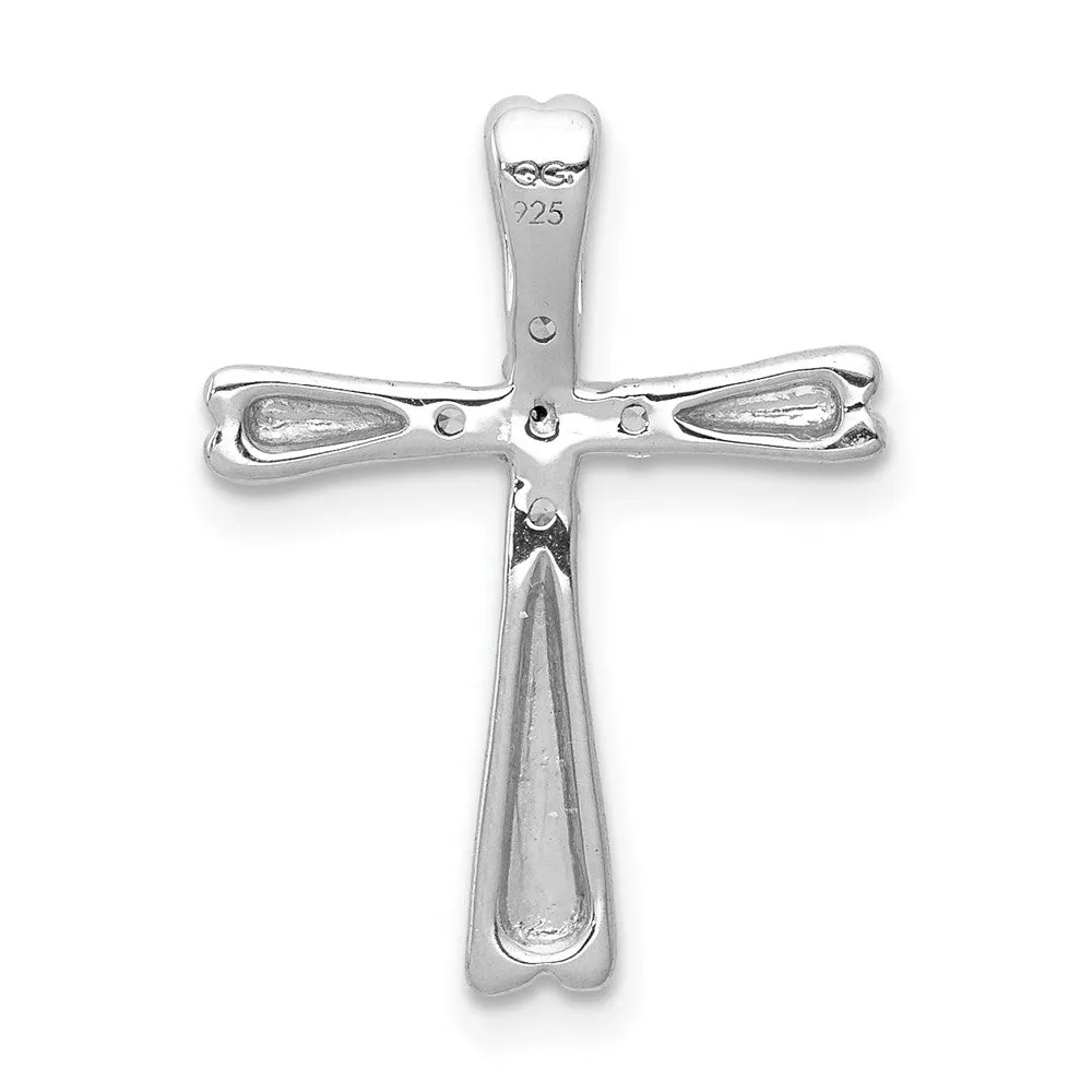 14k White Gold 1/6ct. 5-Stone Diamond Cross Chain Slide