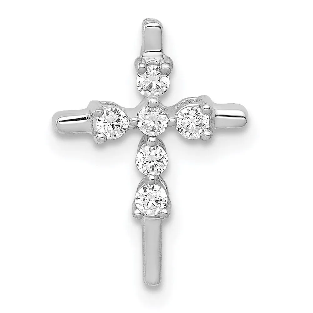 14k White Gold 1/6ct. Diamond Cross Chain Slide