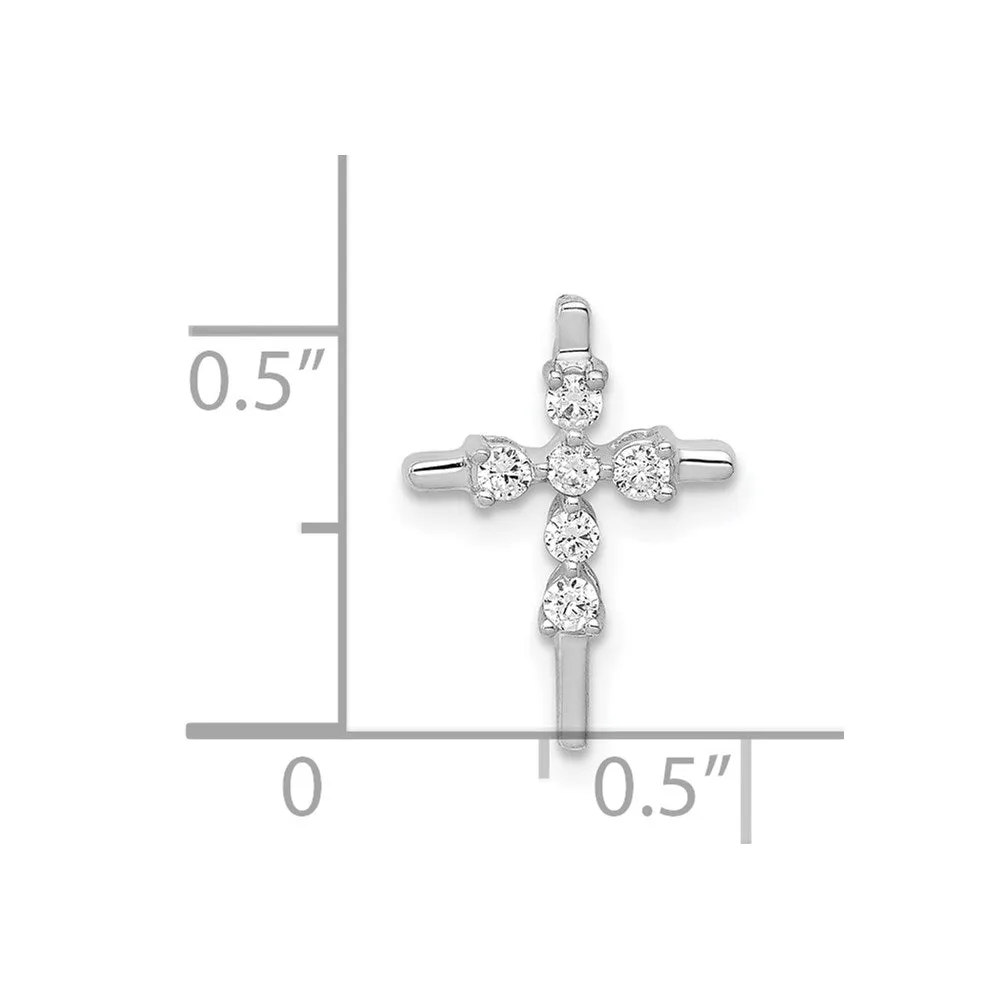 14k White Gold 1/6ct. Diamond Cross Chain Slide