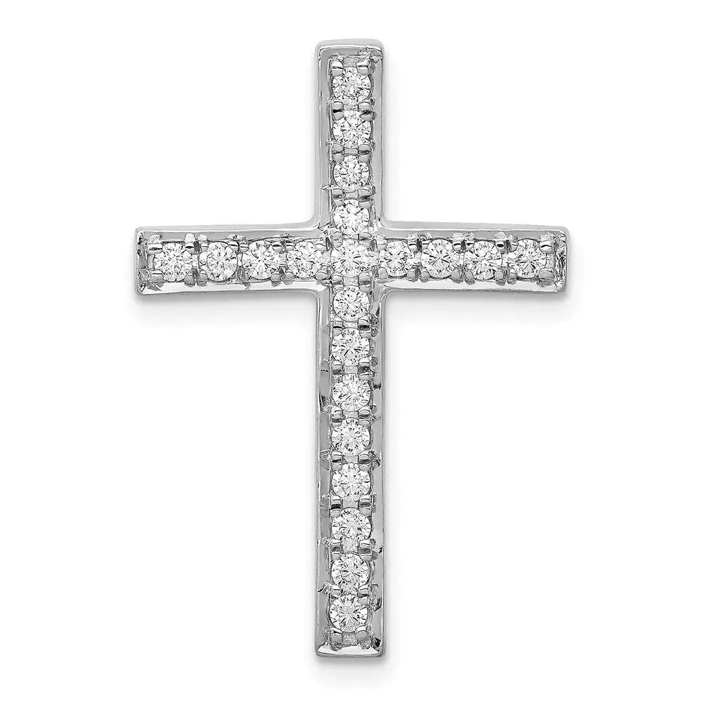 14k White Gold 3/8ct. Diamond Cross Chain Slide