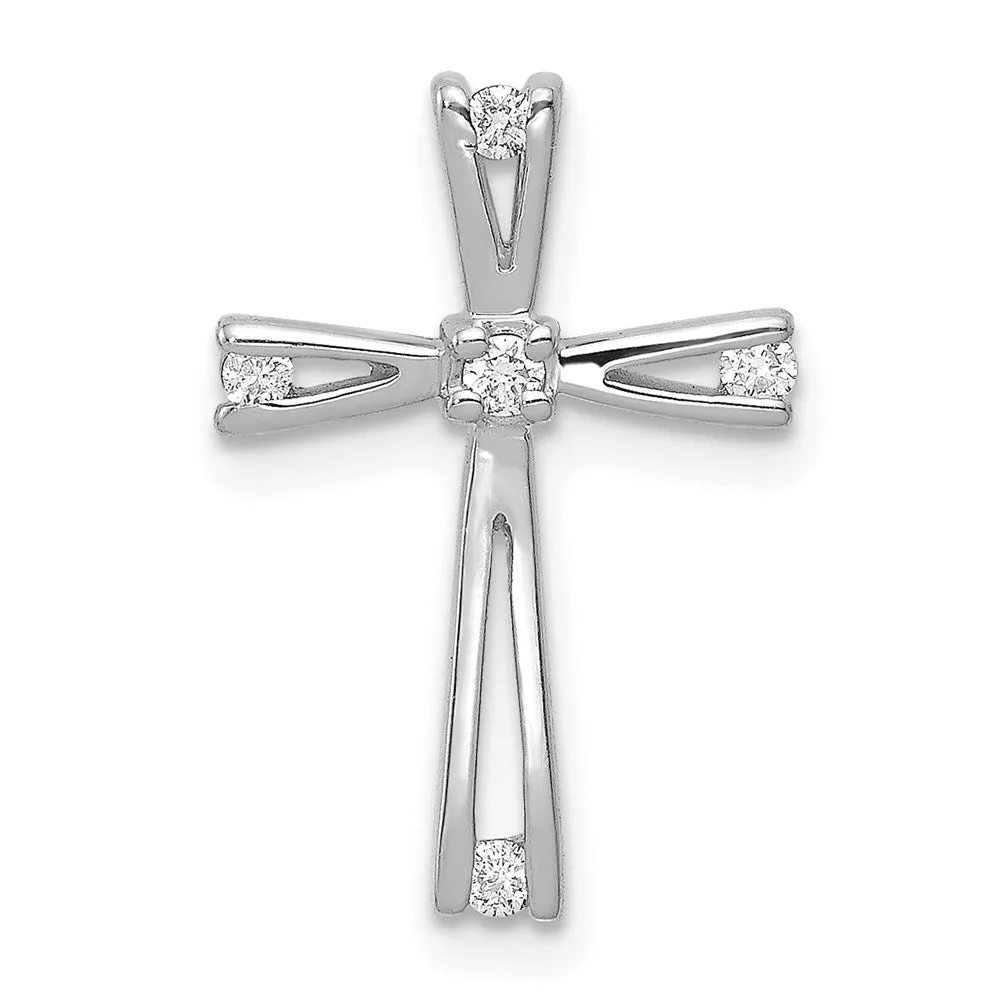 14k White Gold AA Diamond Cross Pendant