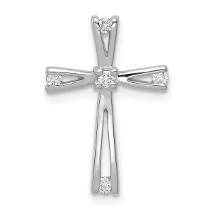 14k White Gold AA Diamond Cross Pendant