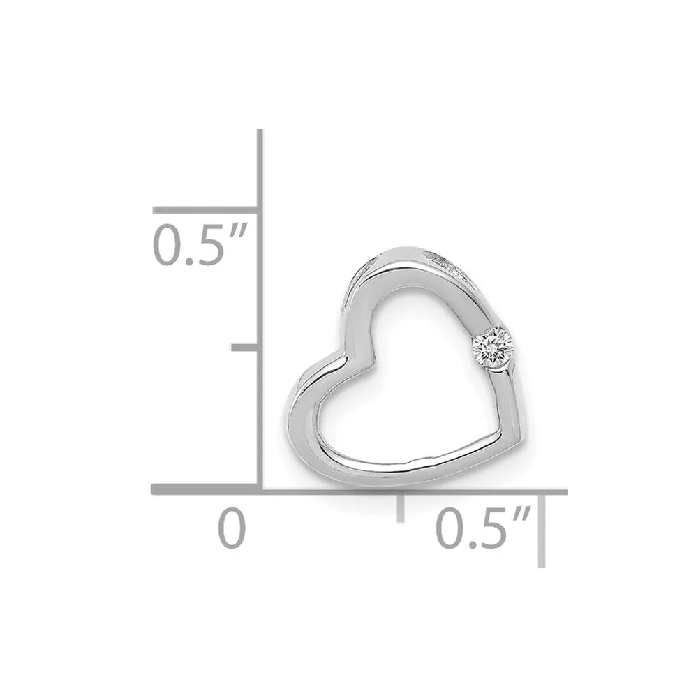 14k White Gold AA Diamond Heart Chain Slide