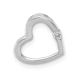 14k White Gold AA Diamond Heart Chain Slide