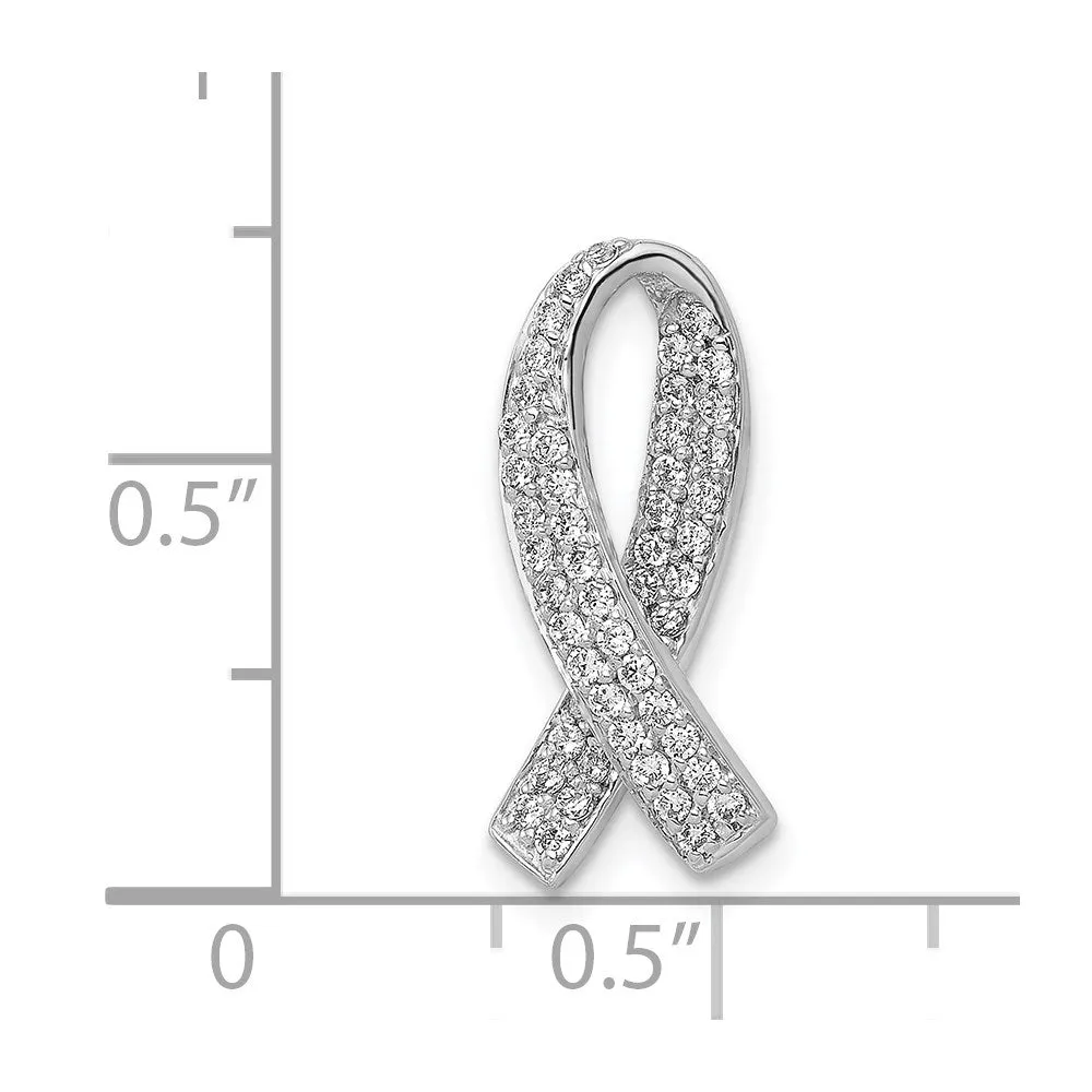 14k White Gold Awareness Diamond Chain Slide Pendant