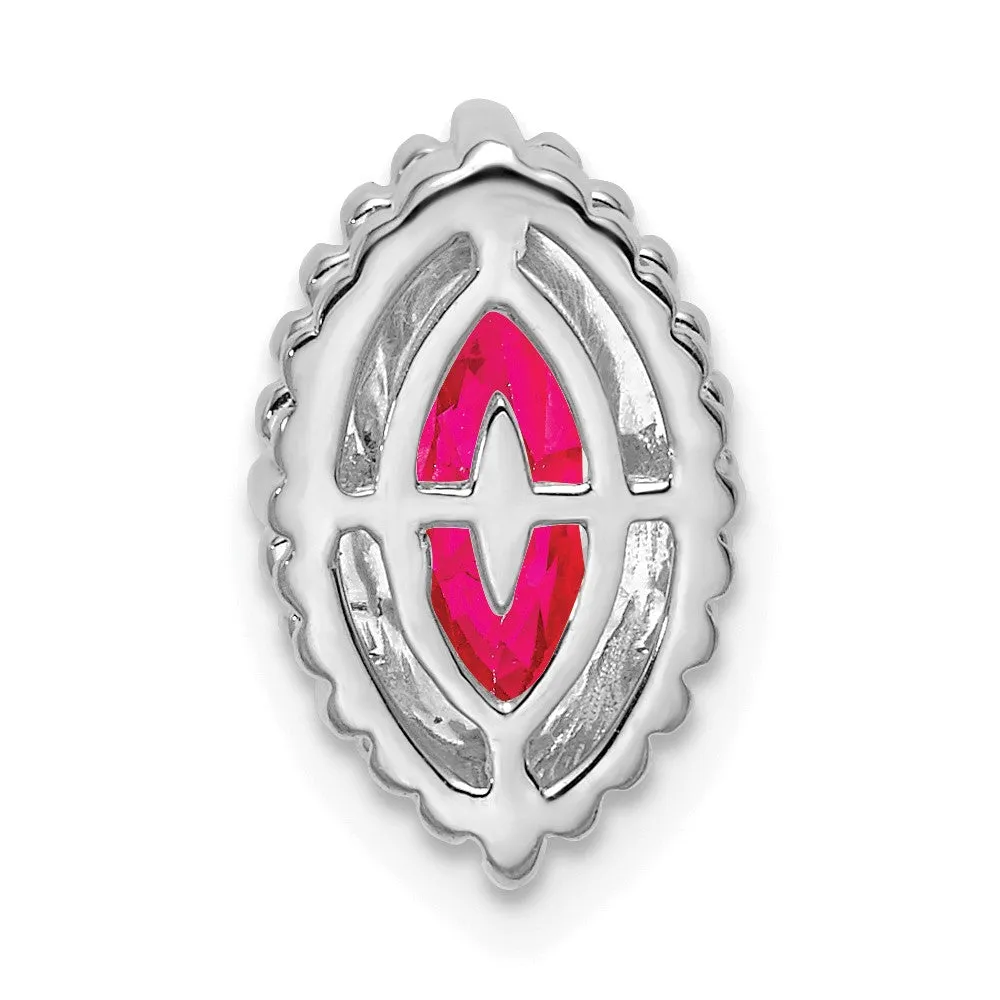 14k White Gold Marquise Ruby Chain Slide