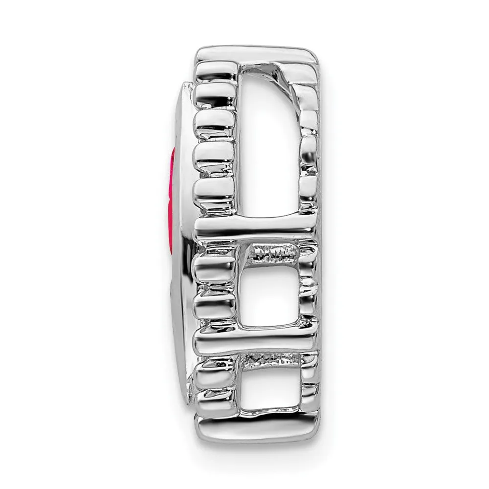 14k White Gold Marquise Ruby Chain Slide