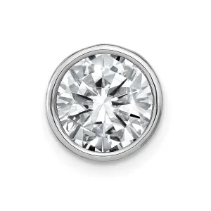 14k White Gold Round Bezel G H I True Light Moissanite Chain Slide