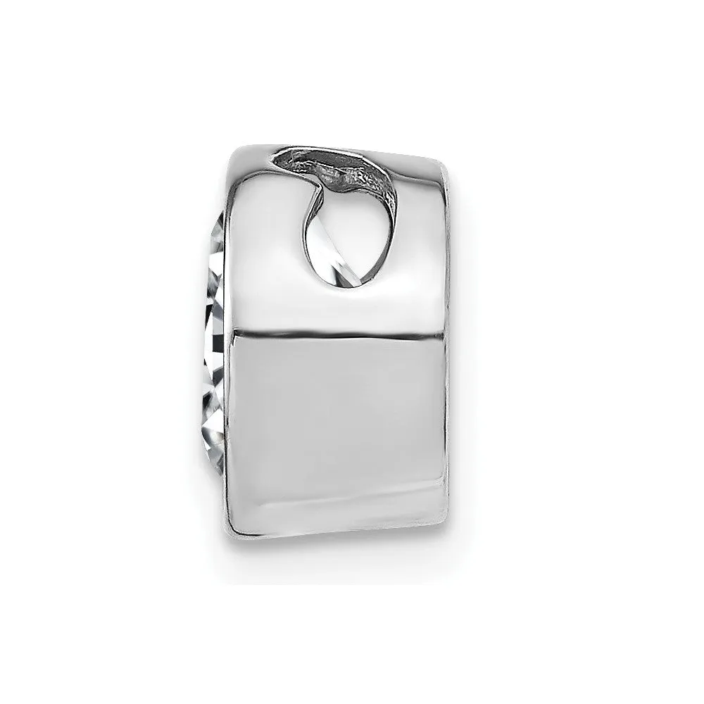 14k White Gold Round Bezel G H I True Light Moissanite Chain Slide