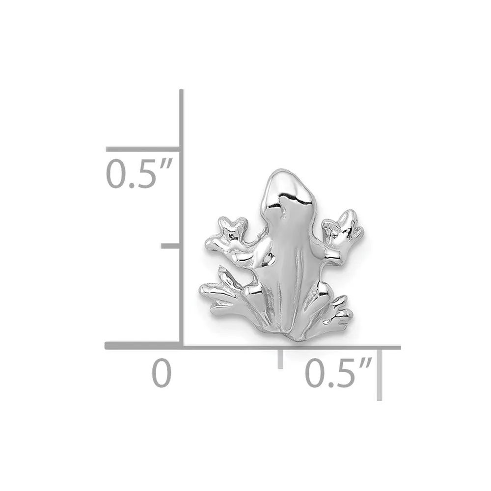14k White Gold Solid Polished 3-D Frog Charm