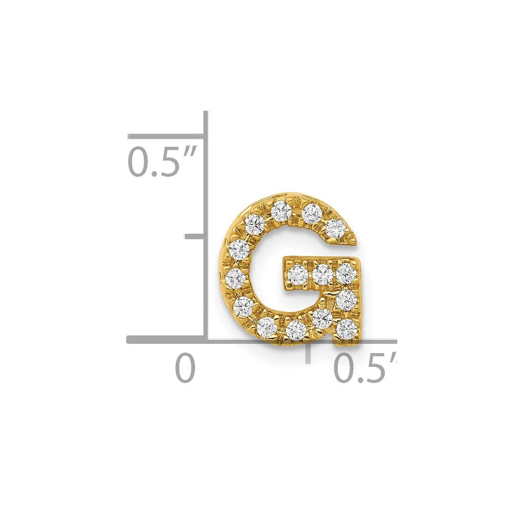 14k Yellow Gold Diamond Letter G Initial Charm
