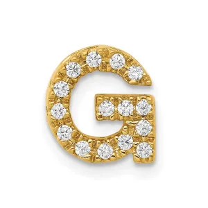 14k Yellow Gold Diamond Letter G Initial Charm