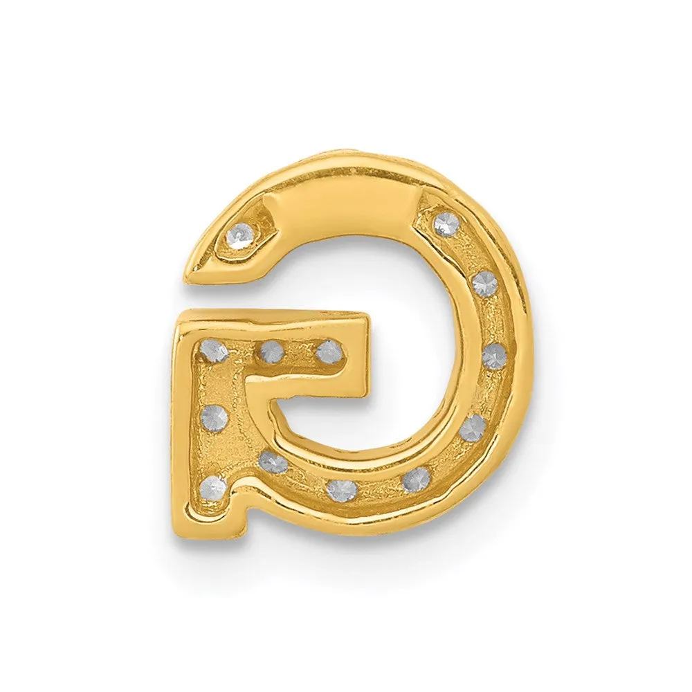 14k Yellow Gold Diamond Letter G Initial Charm