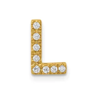 14k Yellow Gold Diamond Letter L Initial Charm