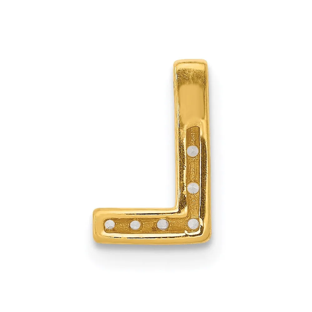 14k Yellow Gold Diamond Letter L Initial Charm