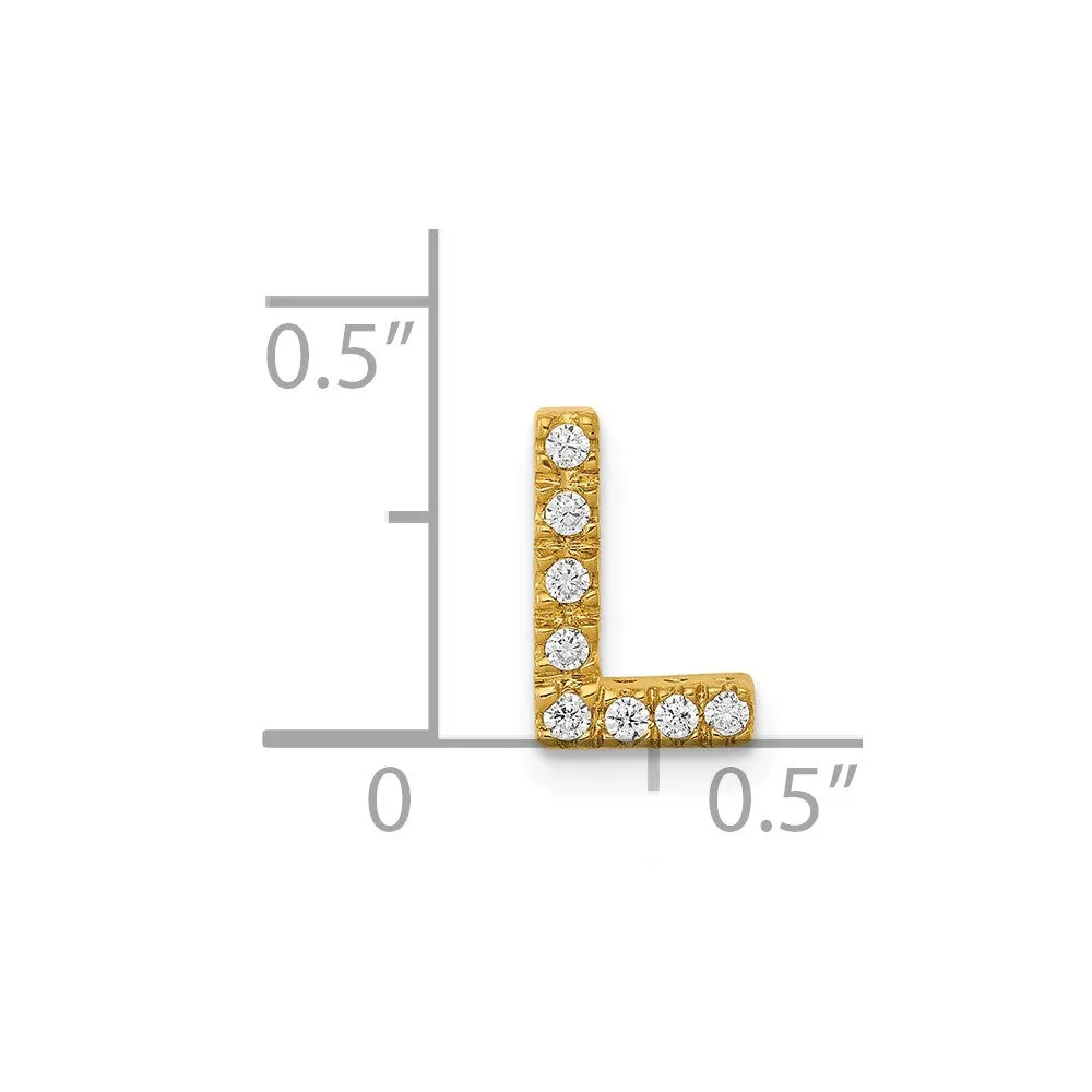 14k Yellow Gold Diamond Letter L Initial Charm