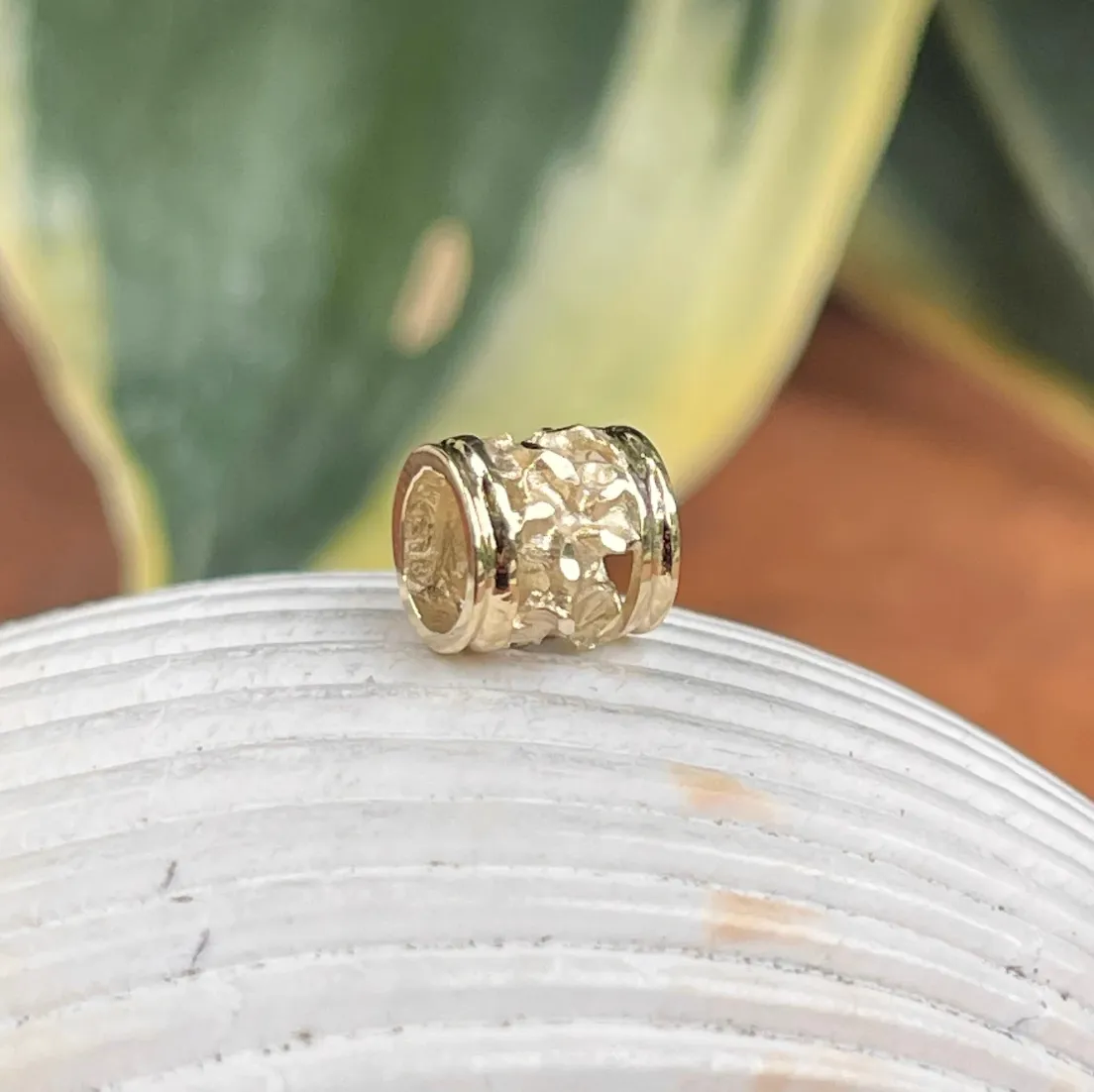 14KT Yellow Gold Diamond-Cut Barrel Chain Slide Pendant