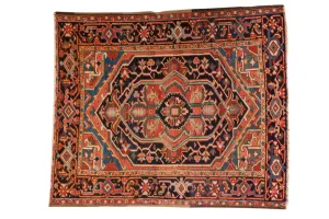 3.5x4.5 Vintage Heriz Square Rug