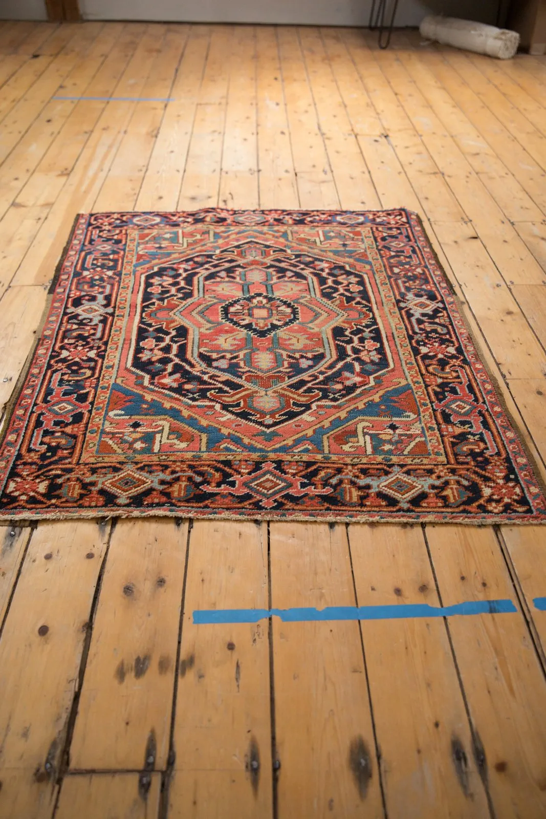 3.5x4.5 Vintage Heriz Square Rug