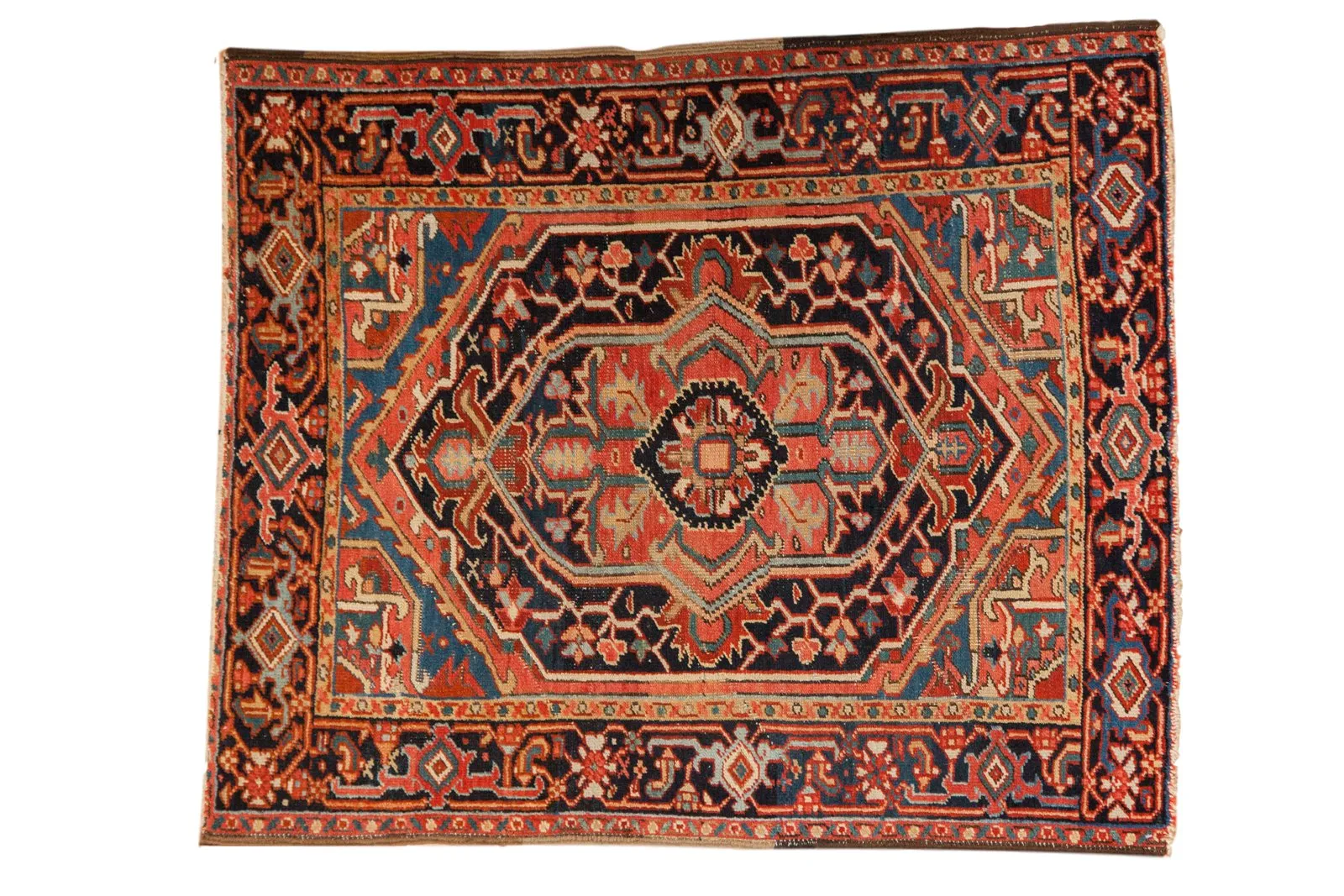 3.5x4.5 Vintage Heriz Square Rug