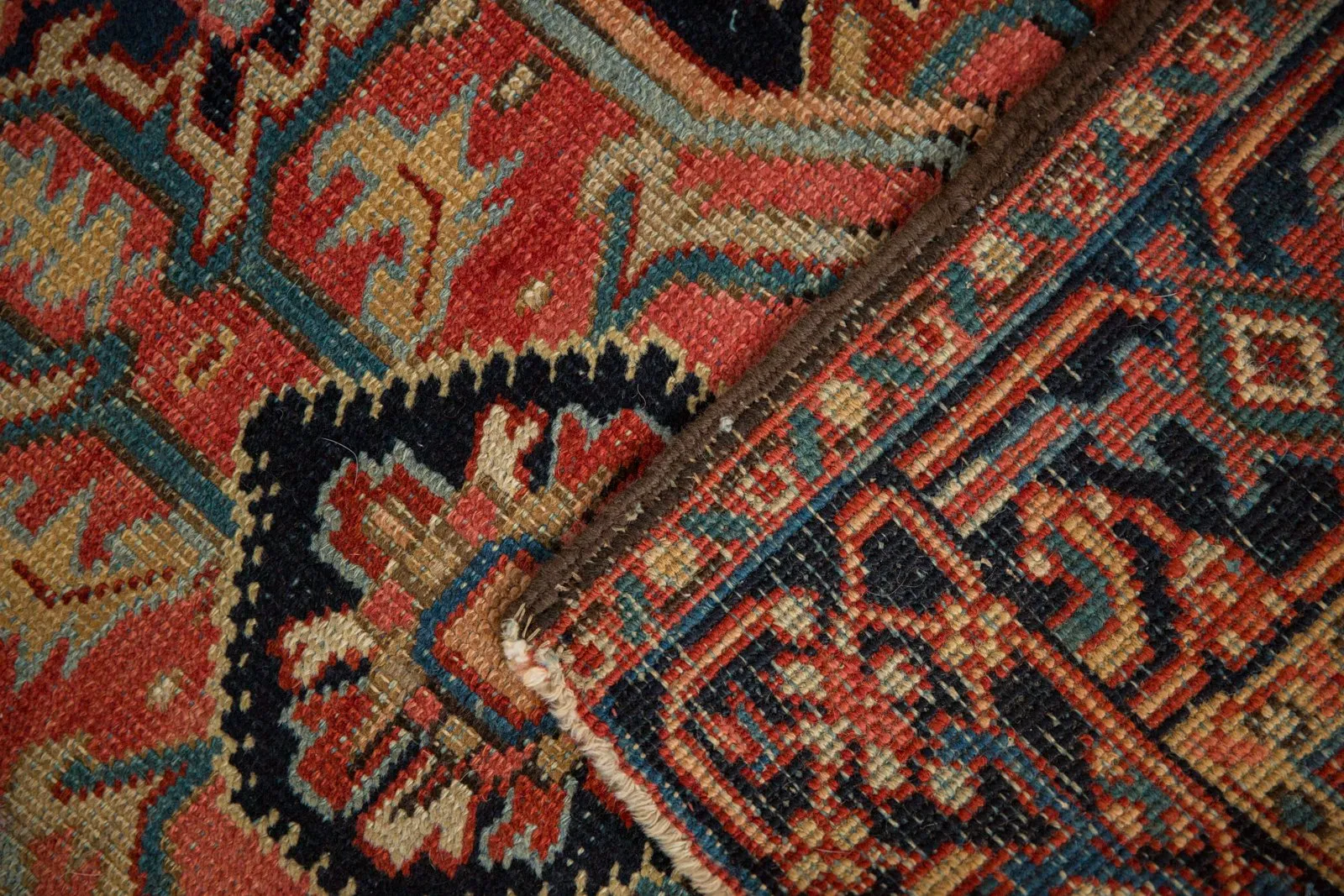 3.5x4.5 Vintage Heriz Square Rug