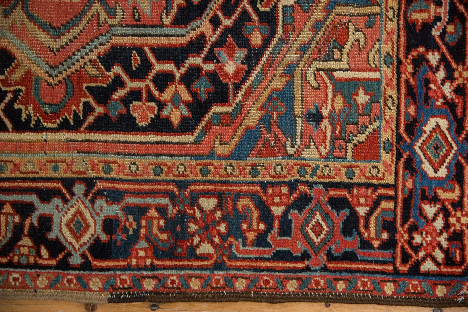 3.5x4.5 Vintage Heriz Square Rug