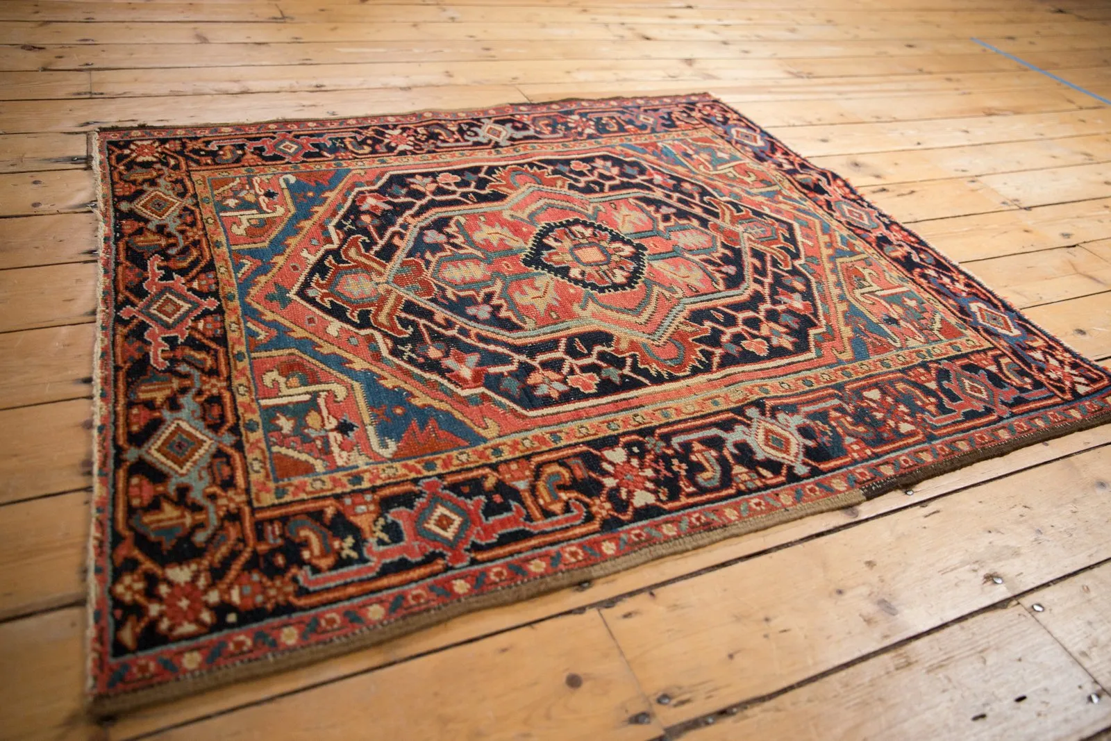 3.5x4.5 Vintage Heriz Square Rug