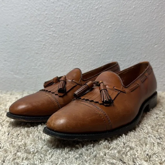 Allen Edmonds Dalton 87703 Brown Tasseled Slip On Loafer Shoes Size 9.5 A