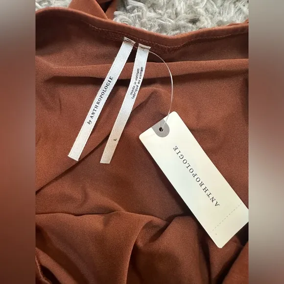 Anthropologie The Ariana Halter Mini Dress Brown NWT Size L