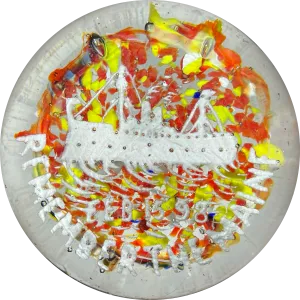 Antique American "Remember the Maine" White Frit on Colorful Ground