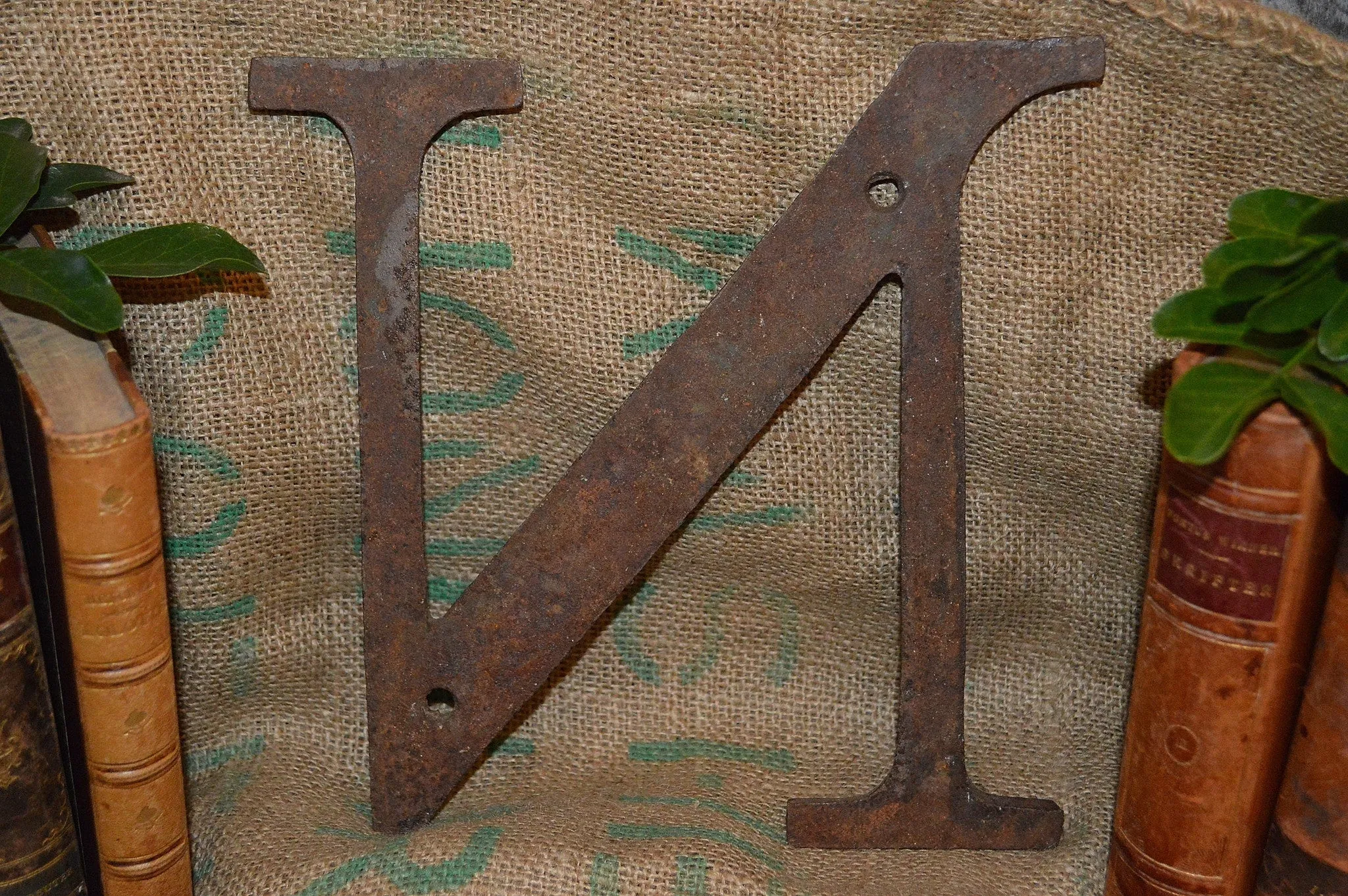 Antique Cast Iron Sign Letter N Industrial Signage 9"