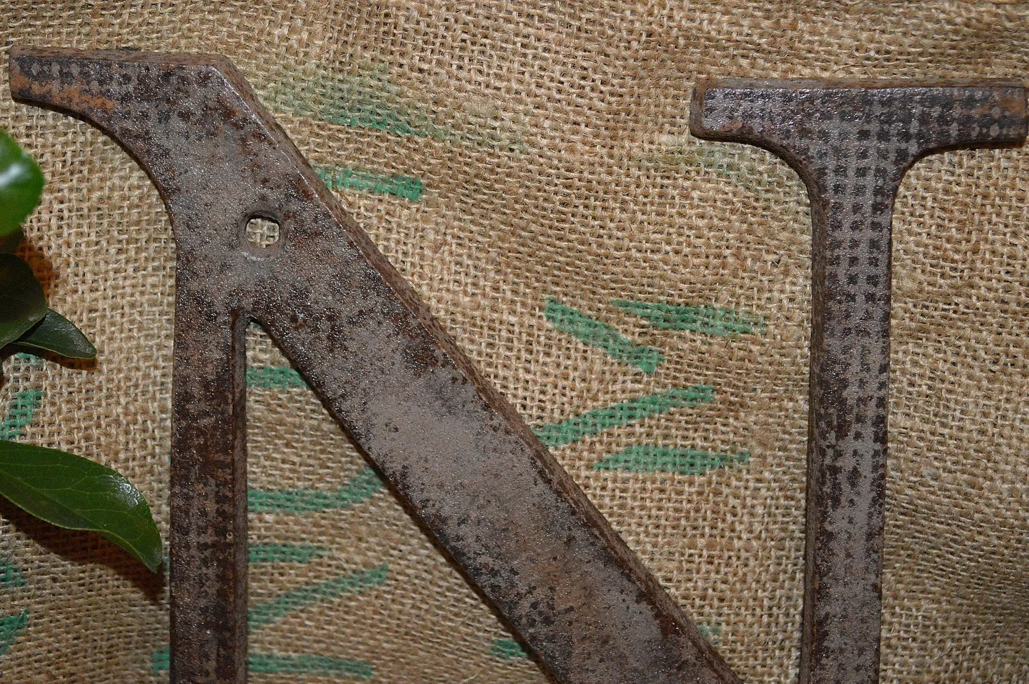 Antique Cast Iron Sign Letter N Industrial Signage 9"