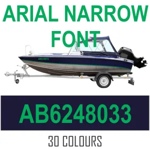 ARIAL NARROW FONT Boat Numbers | Pair   Extra Decal   Free Squeegee