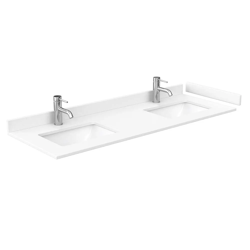 Avery 60 Inch Double Bathroom Vanity in White - Brushed Gold Trim