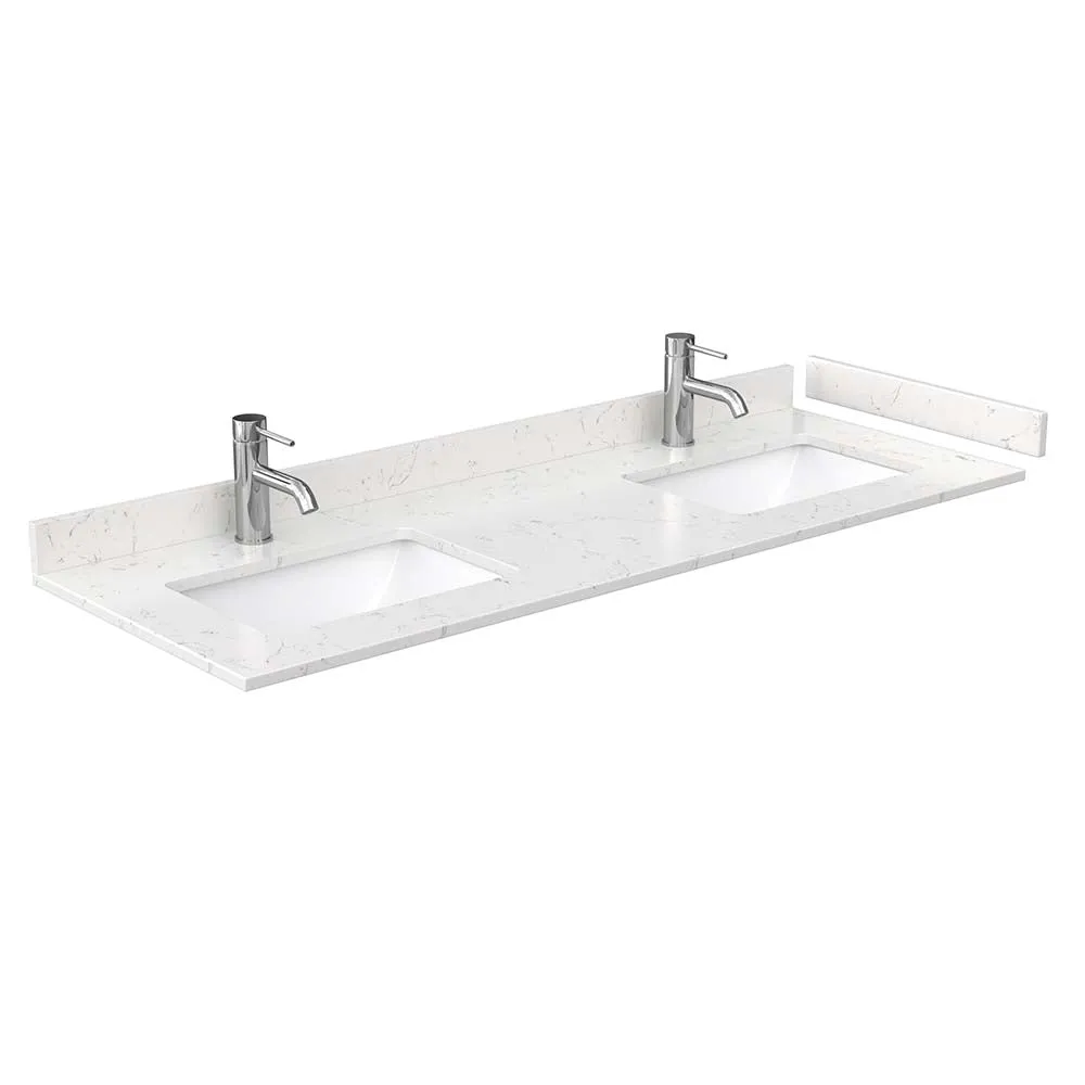 Avery 60 Inch Double Bathroom Vanity in White - Brushed Gold Trim