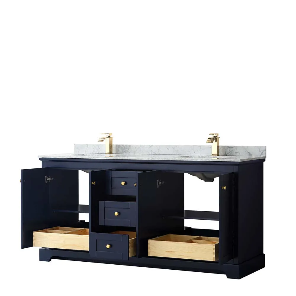 Avery 72 Inch Double Bathroom Vanity in Dark Blue