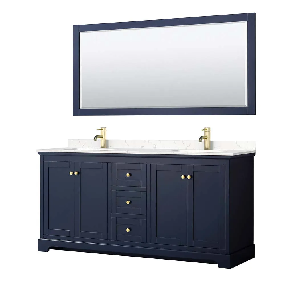 Avery 72 Inch Double Bathroom Vanity in Dark Blue
