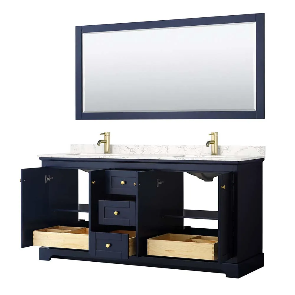 Avery 72 Inch Double Bathroom Vanity in Dark Blue