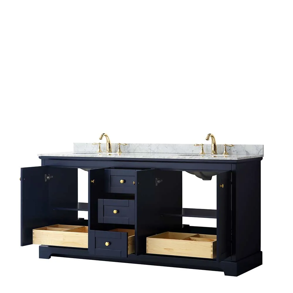 Avery 72 Inch Double Bathroom Vanity in Dark Blue