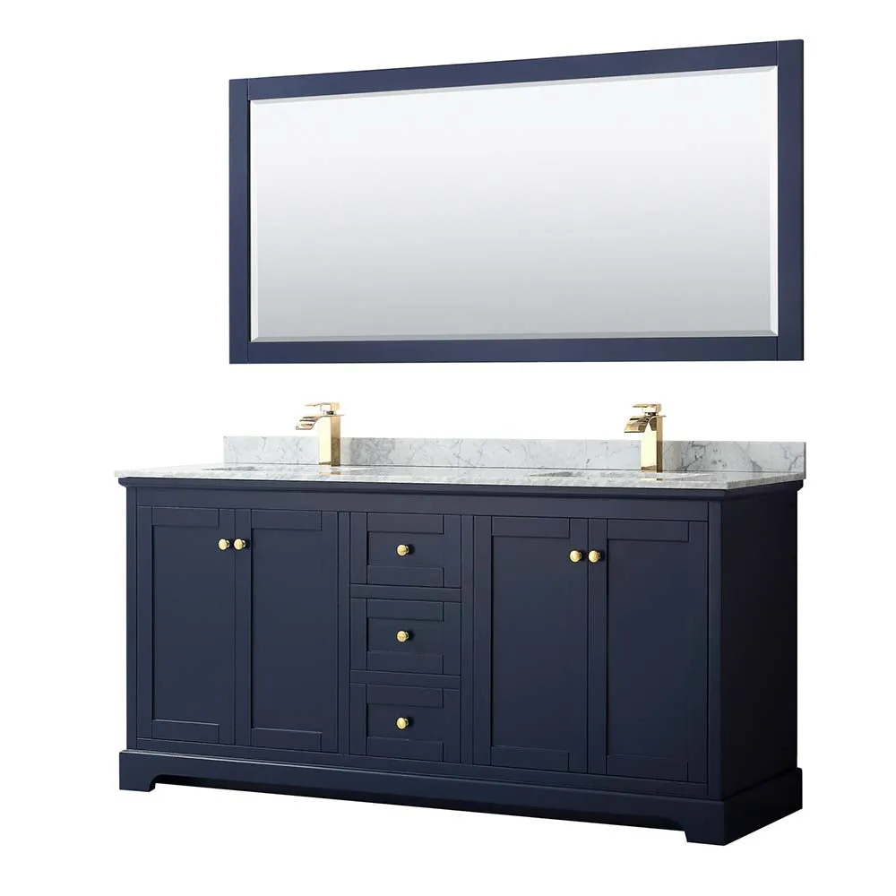 Avery 72 Inch Double Bathroom Vanity in Dark Blue